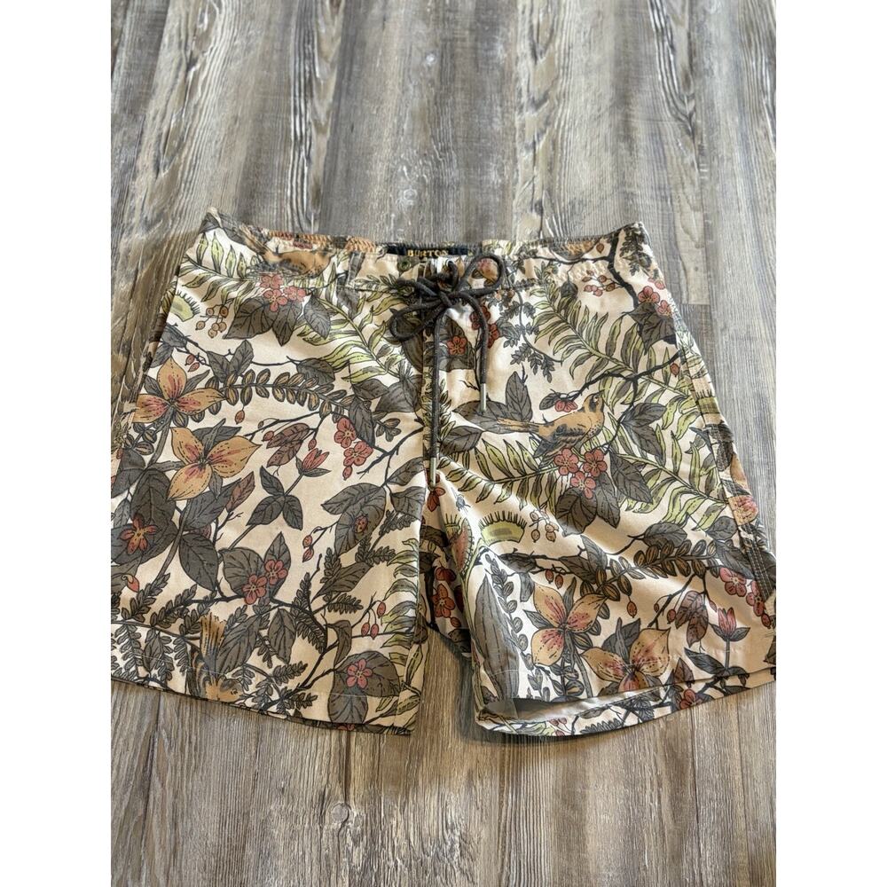Burton Men Board Shorts Size 30 Floral Bird Botanical Print Trunks Surf 4 Pocket